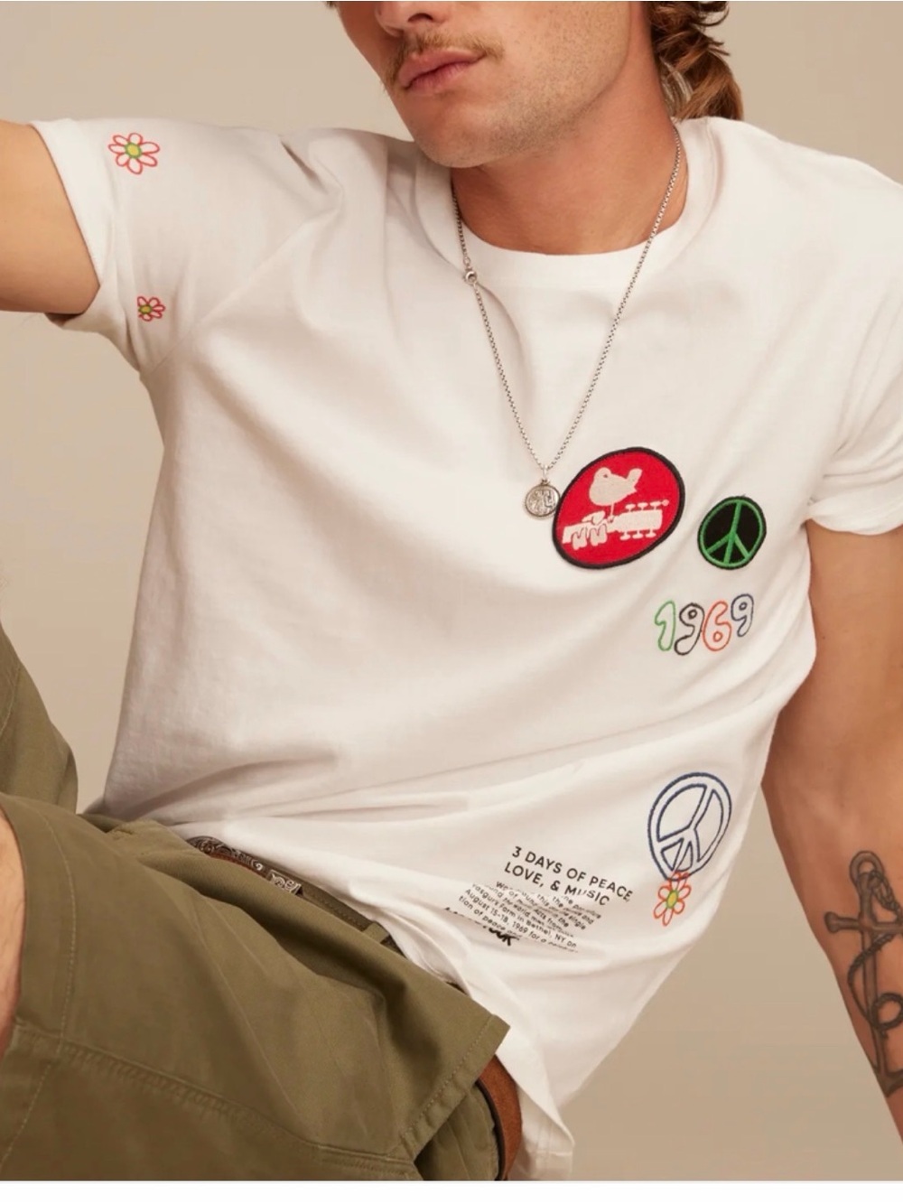 Lucky Brand Woodstock Patch Short Sleeve Tee